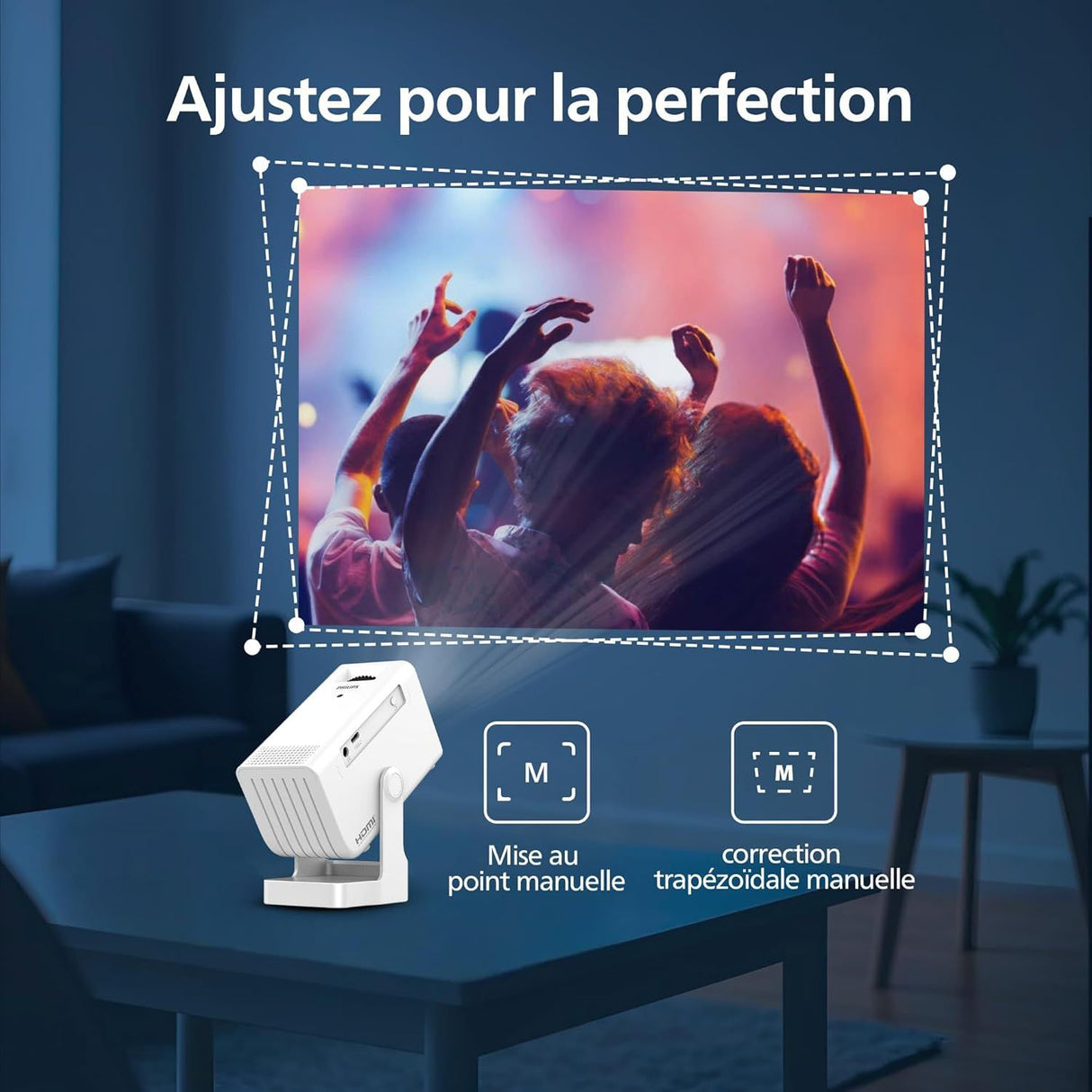 Vidéoprojecteur - PHILIPS - NeoPix 140 - HD 720p - LED - Wi-Fi - Blanc