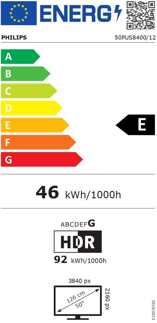Philips 50PUS8400 Ambilight - TV QLED 50 (126 cm) - 4K UHD 3840x2160 - HDR10+ - Smart TV - 3xHDMI
