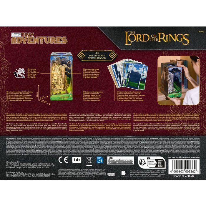 Book Nook - Kit DIY a construire Maquette 3D Serre Livre - REVELL - Tiny Adventures - Le Seigneur des Anneaux - Minas Tirith - LED