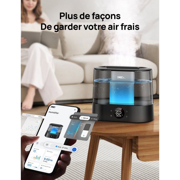 Humidificateur - DREO - 420S - Réservoir 4 L - Autonomie 30h - Brume de 10 cm - Silencieux 28dB