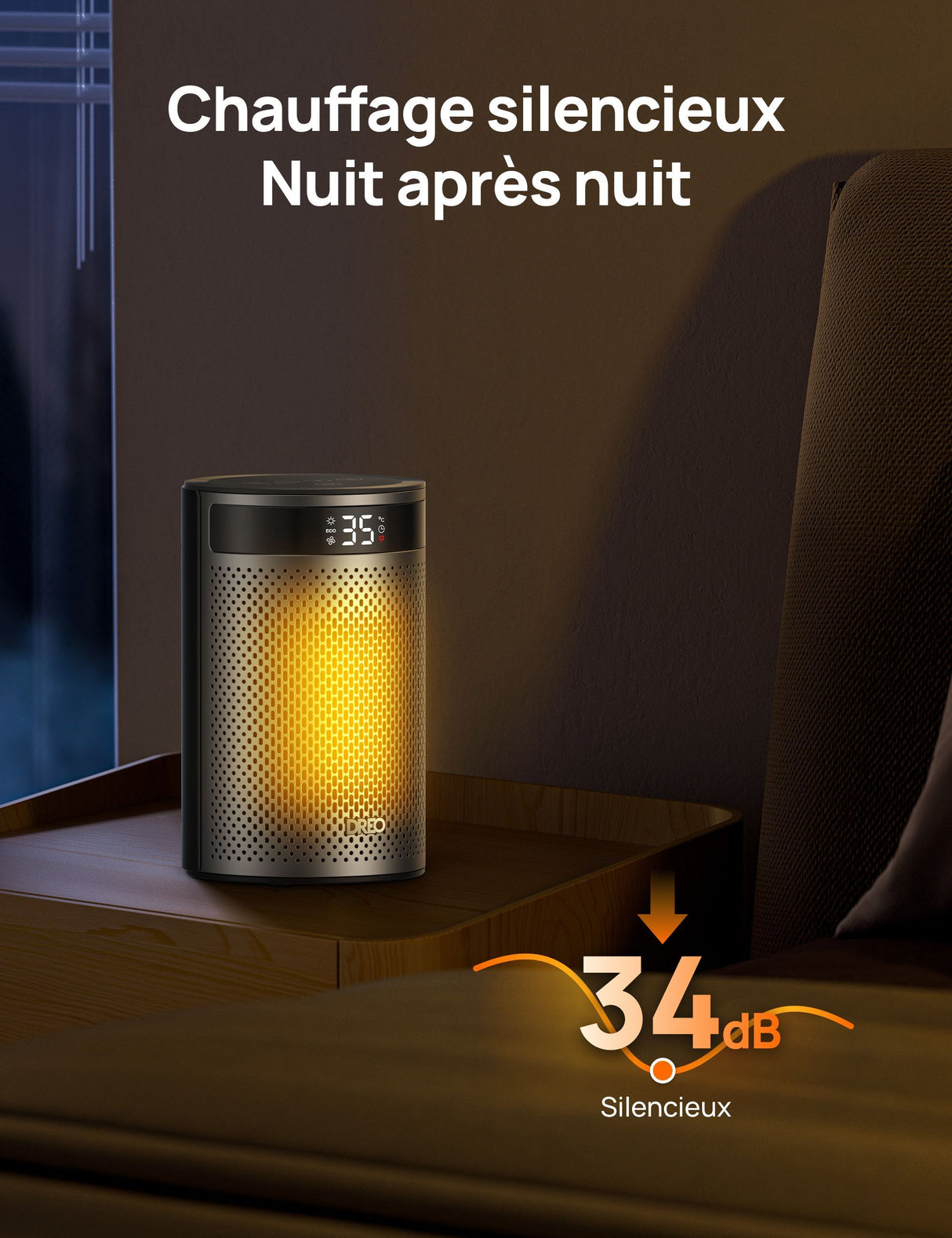 Chauffage d'appoint - Hyper-céramique - 1500 W - Dreo - Atom 416 - Colonne - Noir