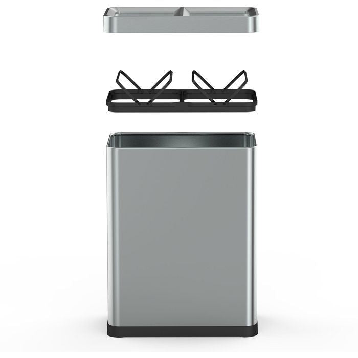 Poubelle de tri 2 x 30L TALLIN Open Top sans couvercle Acier inoxydable KITCHEN MOVE