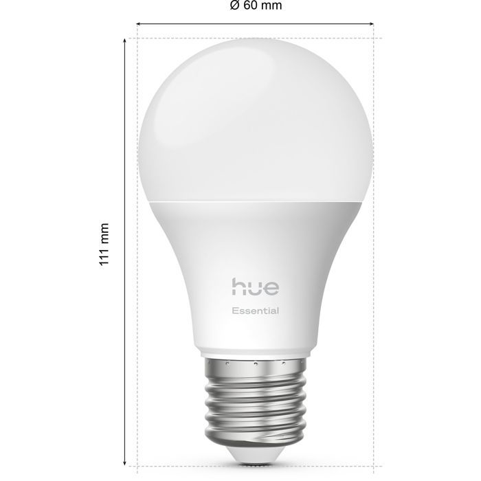 Pack de 3 ampoules LED connectées A60 - PHILIPS HUE - Lumiere blanche et colorée - Culot E27 - 8 W - 2200-6500K - 806 lumens