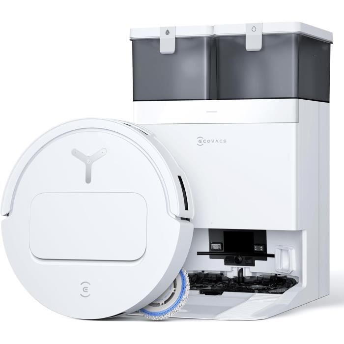 ECOVACS T50 OMNI White Gen2 - Aspirateur Robot avec Station - 21000Pa - Brosse latérale et serpilliere Extensibles - ZeroTangle 2.0