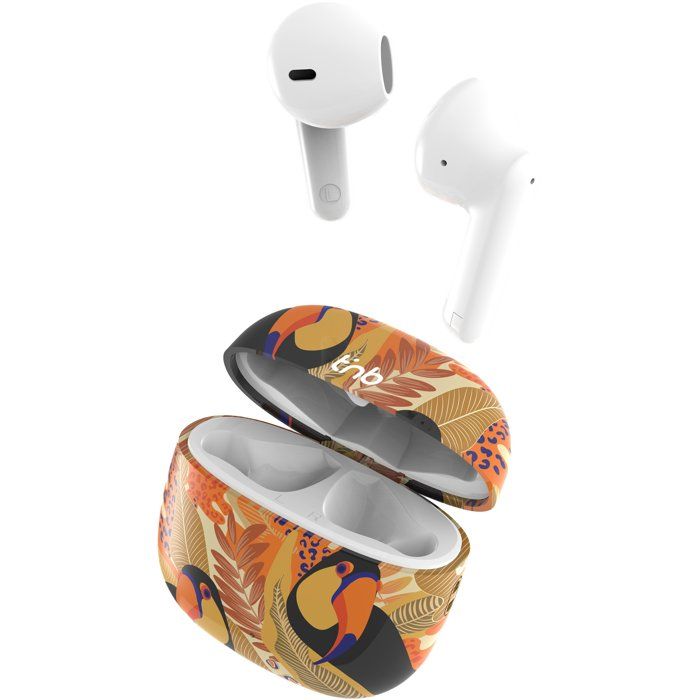 Ecouteurs sans fil - T'nb - Exclusiv' - TOUCAN - Boîtier de charge inclus - Bluetooth - Autonomie 12h - Jaune/orange