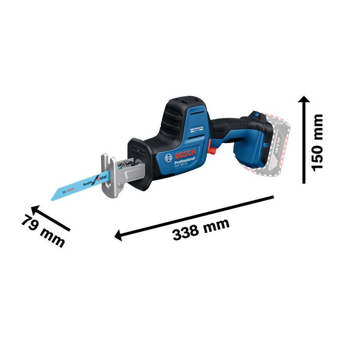 Scie sabre sans fil BOSCH PROFESSIONAL - GSA 18V-24 - 18V - 230 mm - Avec 2 lames S922EF, S2345X