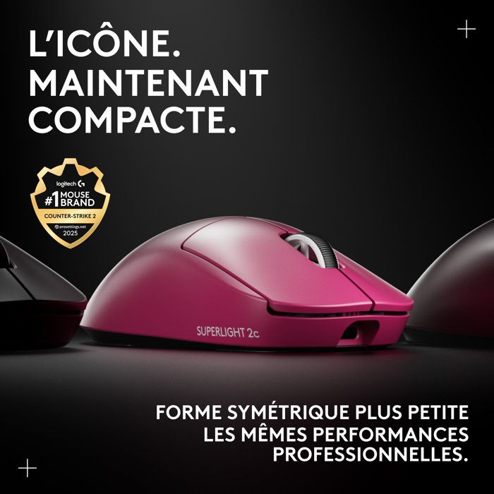 Souris - Sans fil - Logitech G - PRO X Superlight 2c - Rose