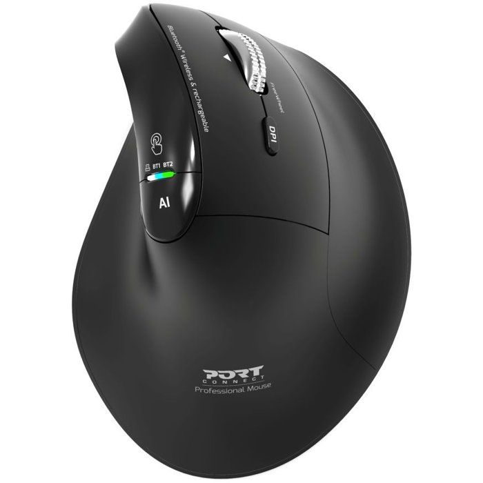 Souris sans fil - PORT Designs - 910204 ERGO AUDITOR - Bluetooth & 2.4 GHz - Rechargeable - Noir