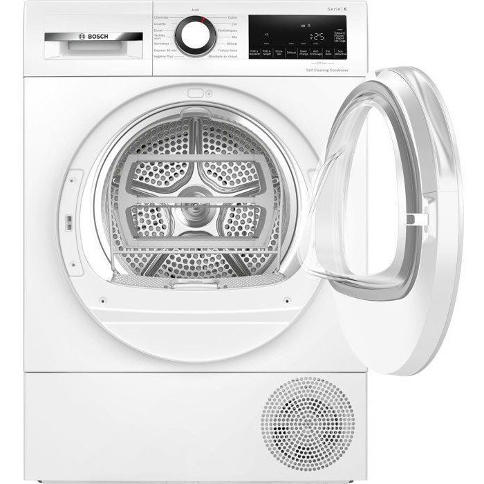 Seche-linge pompe a chaleur BOSCH Série 6 WQG13500FR - 9 kg - Induction - L60 cm - Classe D - Blanc