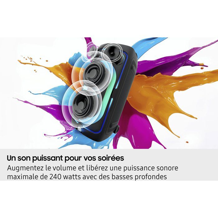 Enceinte - SAMSUNG - MX ST50F/XE - 240 W - Effets lumineux - Bluetooth - Batterie 18h - Roues intégrées - Noir