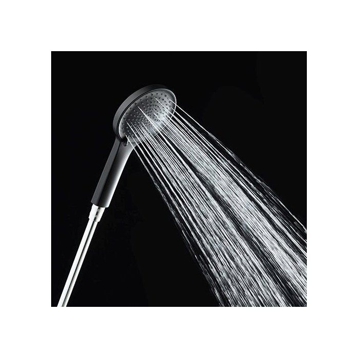 Colonne de douche avec mitigeur thermostatique - Edouard Rousseau - Ars Tab - Noir - Douche de tete ronde - Douchette a main