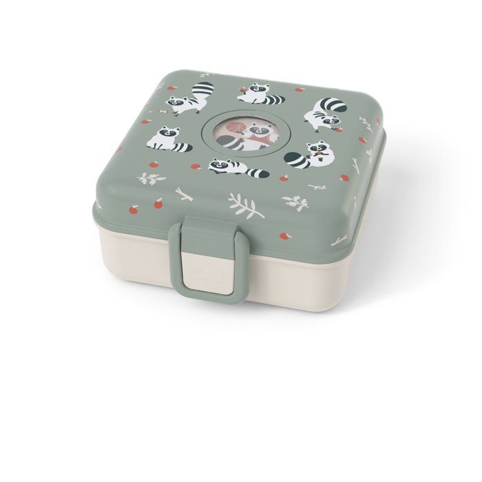 Boite a Sandwich Enfant - MONBENTO - Couverts inclus - Sans BPA - Snacky Raccoon