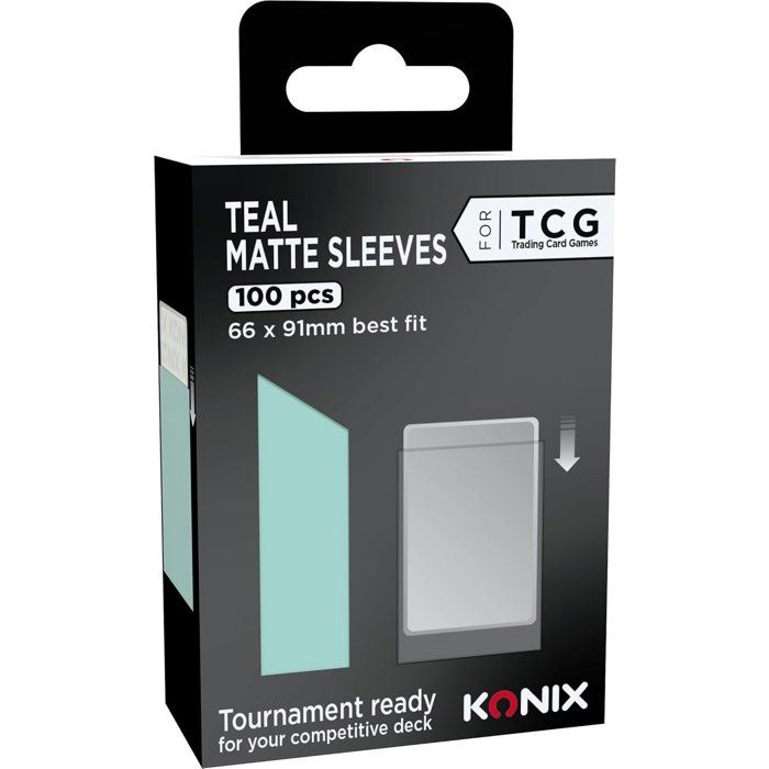 Protege-cartes - Konix - Matte Sleeves 66 x 91 mm compétition - 100 pochettes - Magic The Gathering, Pokémon - Bleu turquoise