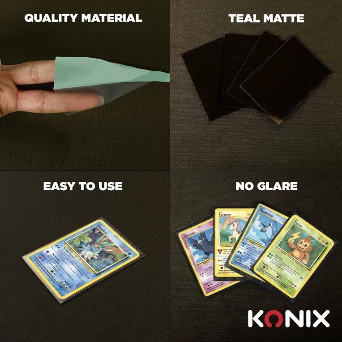 Protege-cartes - Konix - Matte Sleeves 66 x 91 mm compétition - 100 pochettes - Magic The Gathering, Pokémon - Bleu turquoise