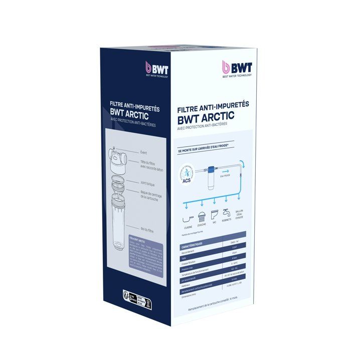 Filtre anti-impuretés - BWT - ARCTIC - 20 µm - Cartouche bactériostatique - Débit 3000 L/h