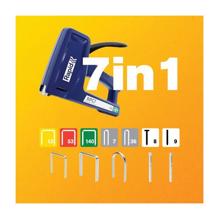 Kit Agrafeuse manuelle 7-en-1- RAPID - RPC7 - Agrafes & clous déco/bricolage - 3010 pieces - 5001746