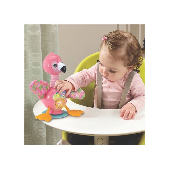 VTECH Flamingo Rigolo — Jouet d'éveil flamant rose 9-36 mois, sons, mélodies et ventouse