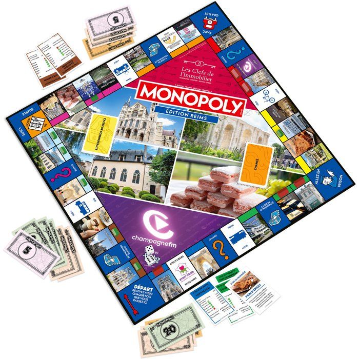 MONOPOLY Reims - Jeu de société - WINNING MOVES - 2 a 6 joueurs - Des 8 ans