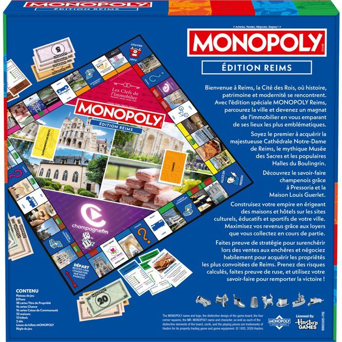 MONOPOLY Reims - Jeu de société - WINNING MOVES - 2 a 6 joueurs - Des 8 ans