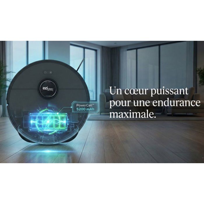 Robot Aspirateur Laveur - EZICLEAN PureFlow MAX - 14 000 Pa - AquaClean Auto-Refresh - EdgeMop Cleaning