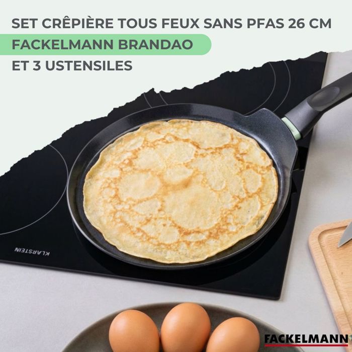 Set chandeleur crepiere - FACKELMANN - BRANDAO - Ř 26 cm - 3 ustensiles