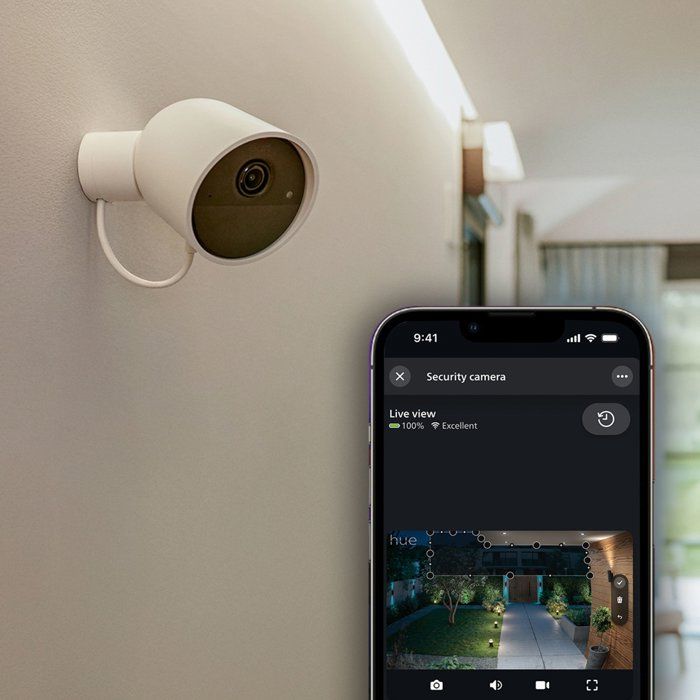 Caméra connectée - Philips Hue - Extérieur - Filaire - Vision nocture - 2K - Bureau - Blanc