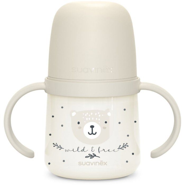 Biberon avec anses - SUAVINEX - NIGHT&DAY WILD&FREE - 150 ml - 6 mois et plus - Gris