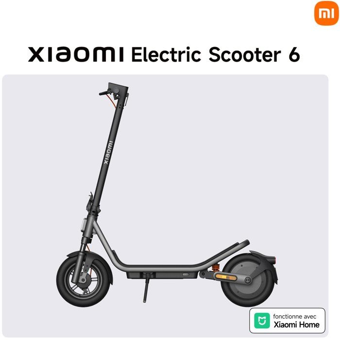 Trottinette électrique - Xiaomi - Electric Scooter 6 - 800 W - 12" - Autonomie 45 km - Vitesse max 25km/h - Noir