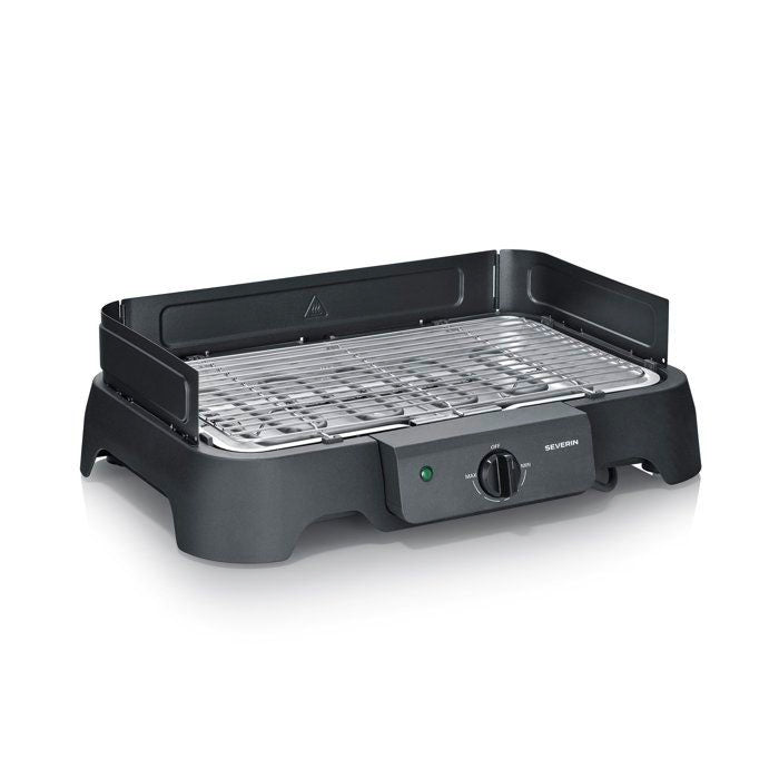 Barbecue électrique de table - SEVERIN - PG8593 - 2000 W - Surface de cuisson 38 x 22 cm - Grille Inox - Thermostat réglable - Noir