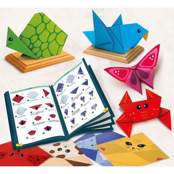 KIDS ART Origami Lab - LISCIANIGIOCHI - Origami - 105 Feuilles & 50 Modeles - Socles Bois - Des 7 ans
