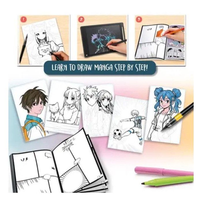 KIDS ART Manga Lab - LISCIANIGIOCHI - Kit Dessin Manga - Tablette LCD - Des 7 ans