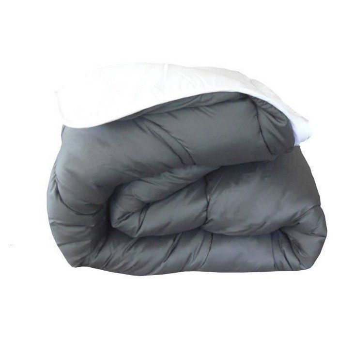 Couette Chaude Bicolore - ABEIL - 200 x 200 cm - Blanc & Gris