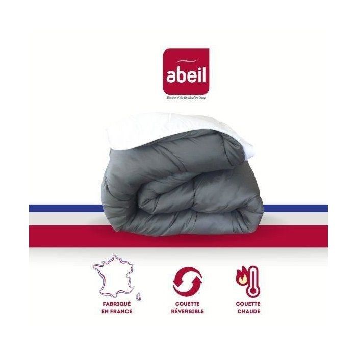 ABEIL Couette chaude Bicolore - 220 x 240 cm - Blanc et gris