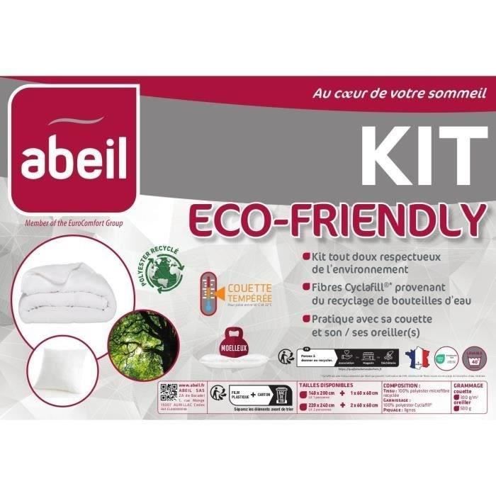 ABEIL Kit Eco-friendly couette tempÈrÈe 220 x 240 cm et oreiller 60 x 60 cm