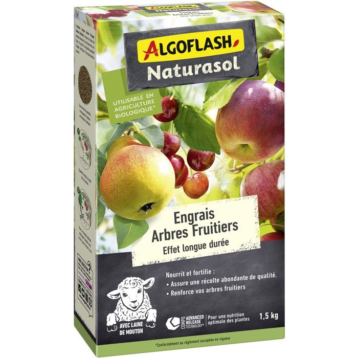 Engrais arbres fruitiers - ALGOFLASH NATURASOL - Longue durée - 1,5 kg - UAB