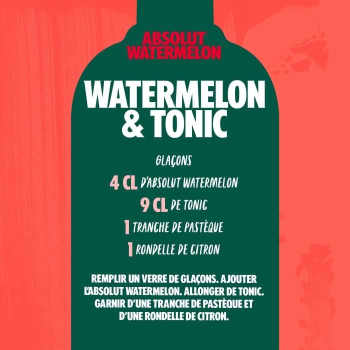 Absolut - Watermelon - Vodka aromatisée - 38,0% Vol. - 70cl