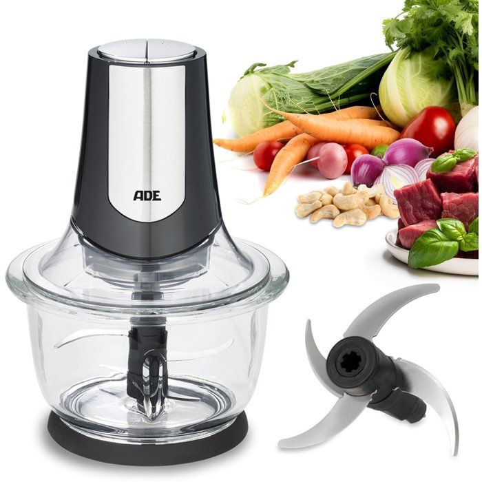 Hachoir Multi électrique - ADE - KITCHEN GADGETS - 2 vitesses - 1,2 L - Noir / Inox