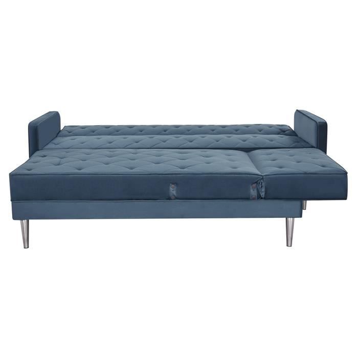 CanapÈ d'angle 3 places rÈversible ISTANA -Velours Bleu - L 286 x P 169 x H 80 cm