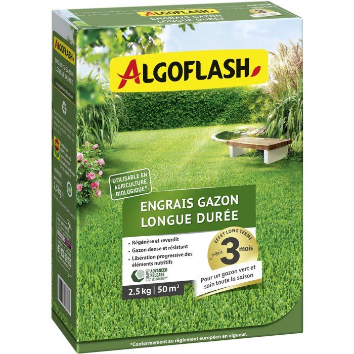 Engrais gazon - ALGOFLASH - Longue durée - 2,5 kg