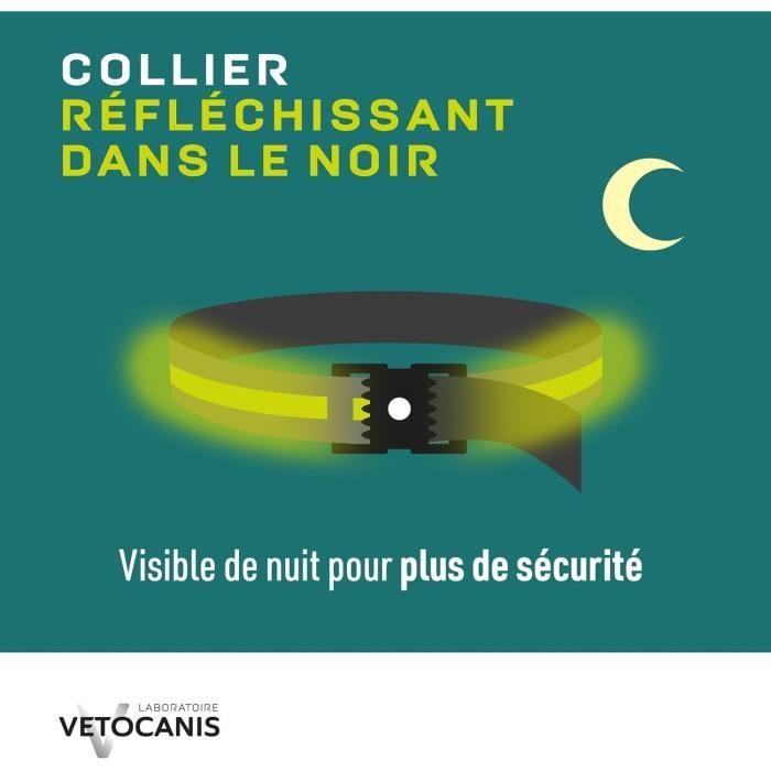 Collier répulsif anti-tiques et puces - VETOCANIS - Noir Reflechissant pour Chat