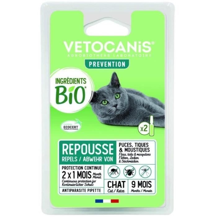 Pipettes Antiparasitaire - VETOCANIS - Ingrédients Bio pour Chats