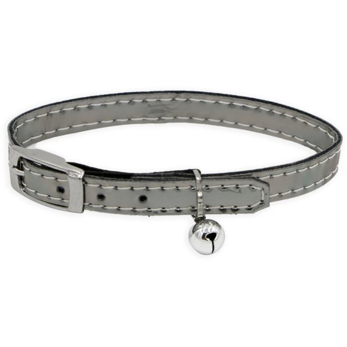 Collier pour chat - AIME - Sky miroir cuivre - Bleu nuit, clous dorés, grelot doré