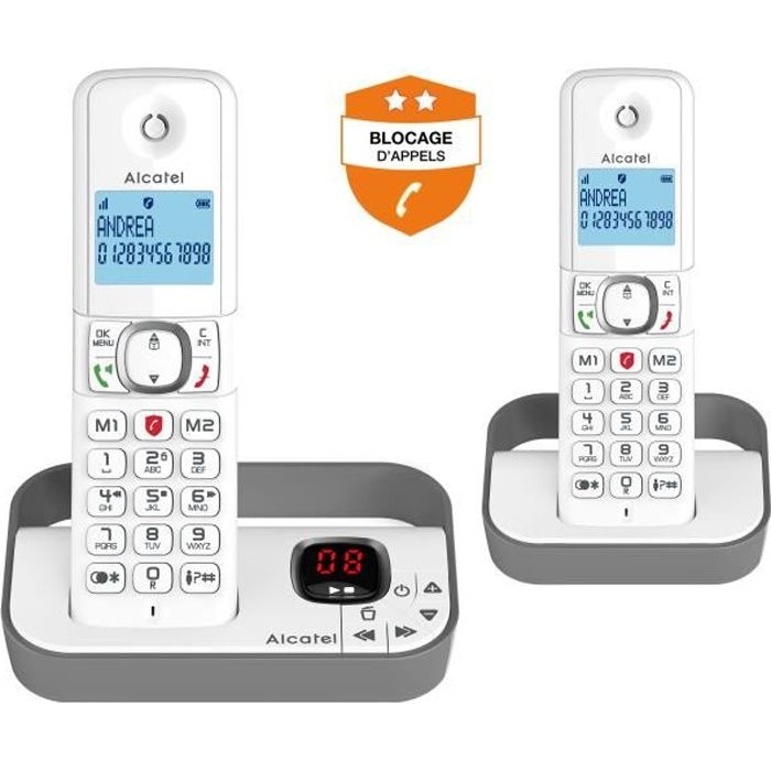 TÈlÈphone fixe sans fil - ALCATEL - F860 voice duo grey - Blocage d'appels indÈsirables