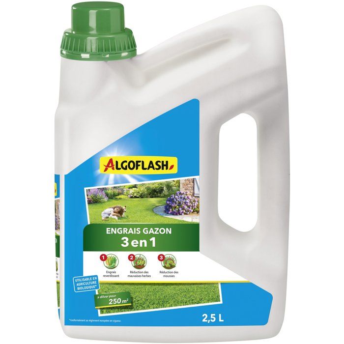 Engrais gazon - ALGOFLASH - Gazon liquide 3 en 1 - Concentré - 2,5 L