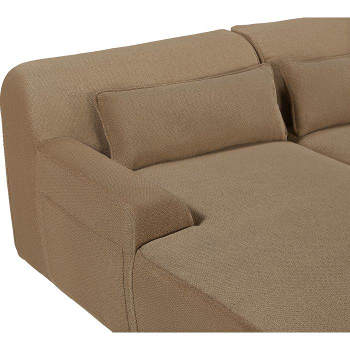 Canapé compressé modulable - 3 places - ALICE - Tissu Camel - Rangement - 260 x 165 x 70 cm