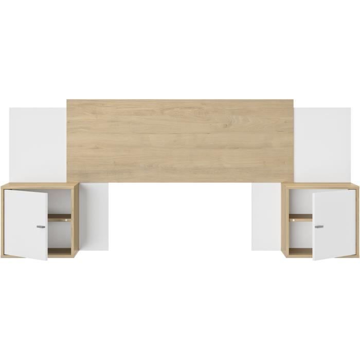 Tete de lit - ALIX - Extensible - Châtaignier naturel / Blanc - 246/226/206 x 34 x 91 cm - DIAGONE