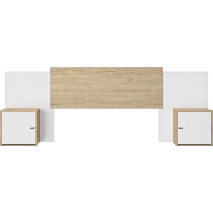 Tete de lit - ALIX - Extensible - Châtaignier naturel / Blanc - 246/226/206 x 34 x 91 cm - DIAGONE
