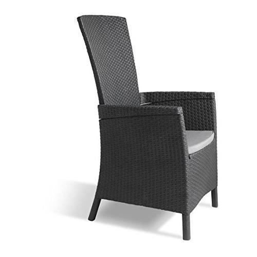 Fauteuil de jardin - KETER - Vermont - Résine imitation rotin tressé - Gris graphite - Dossier inclinable - 64 x 68 x 107 cm
