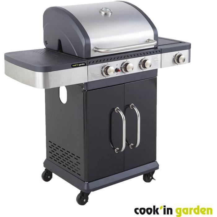 Barbecue a gaz - COOK'IN GARDEN - FIDGI 3 - 3 br˚leurs + Side - Noir