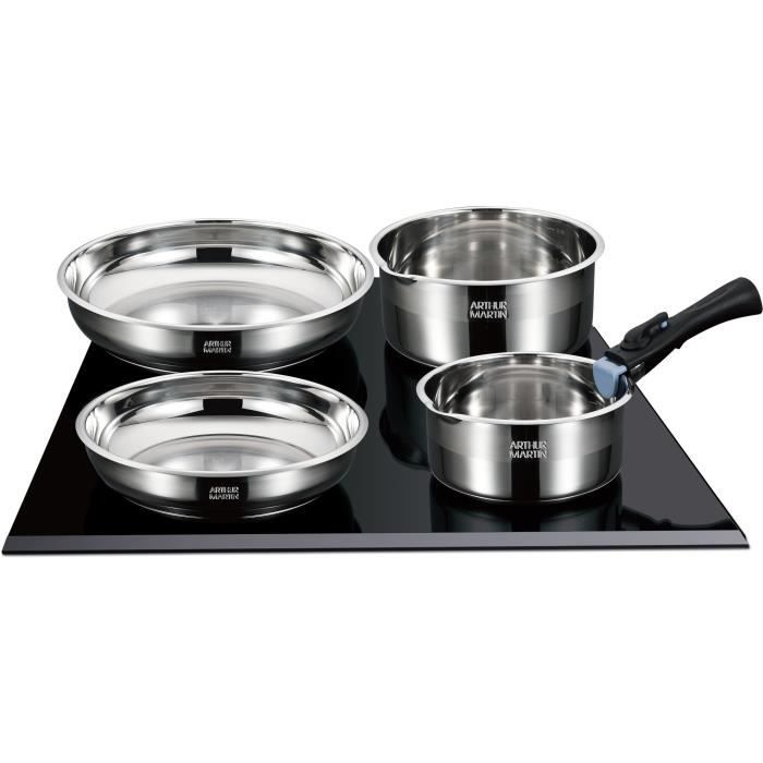 Batterie de cuisine induction - Arthur Martin - AM2238 - Acier inoxydable - 10 pieces - Poignée amovible - Tous feux dont induction